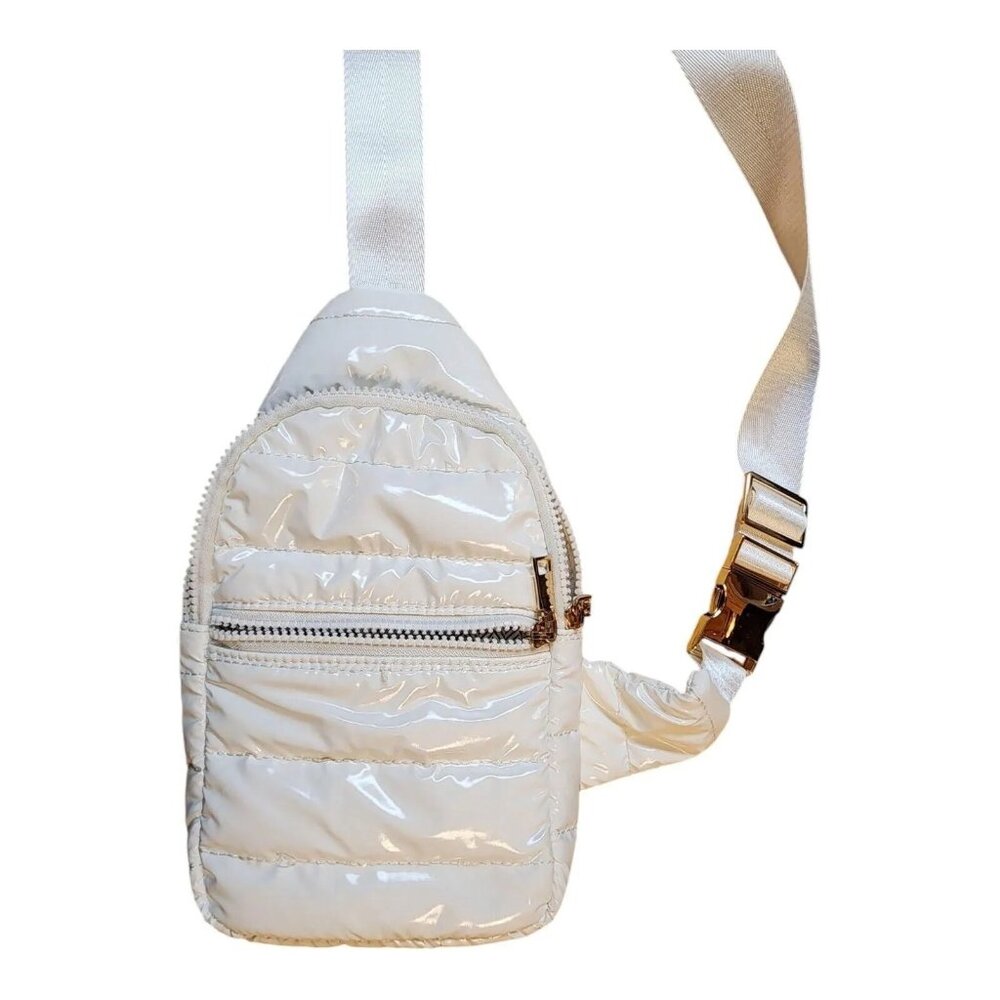 Ah•dorned NY Eliza Quilted Puffy Sling Bag Optic White